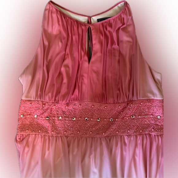 Jessica Howard Peach Halter embellished waist gown size 18 - Picture 3 of 9